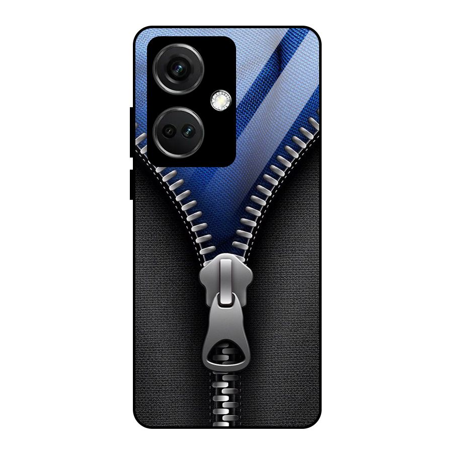 Blue Zipper Glass Back Case for OnePlus Nord CE 3 5G