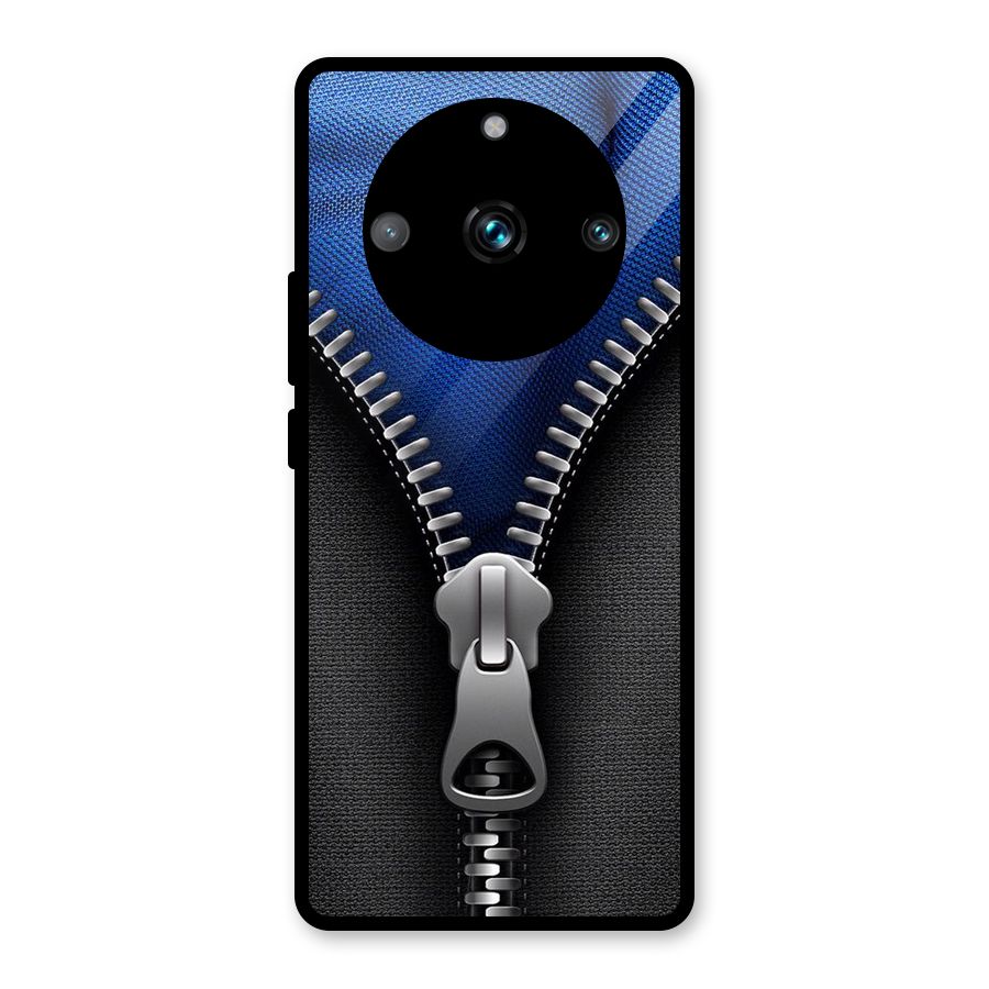 Blue Zipper Glass Back Case for Realme 11 Pro