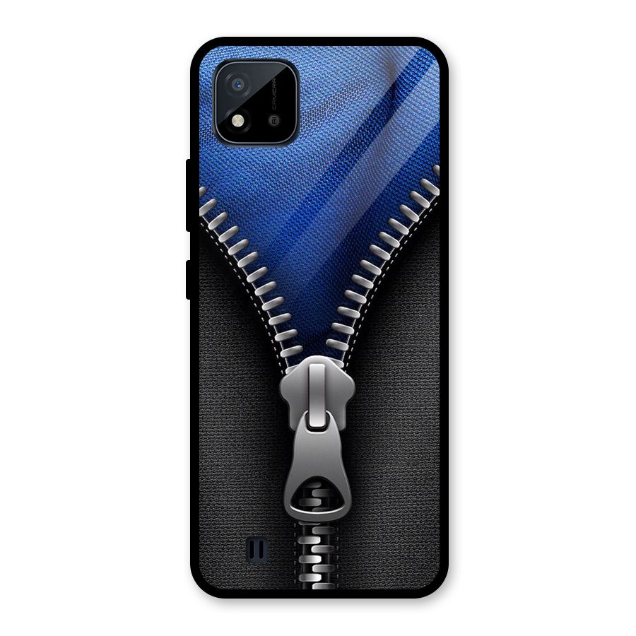 Blue Zipper Glass Back Case for Realme C11 2021