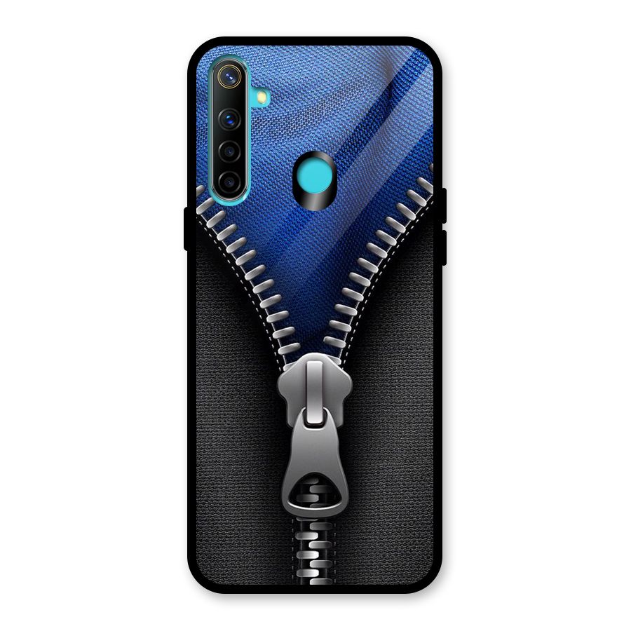 Blue Zipper Glass Back Case for Realme Narzo 10