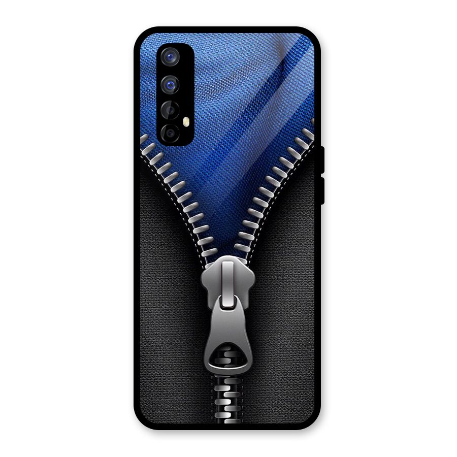 Blue Zipper Glass Back Case for Realme Narzo 20 Pro