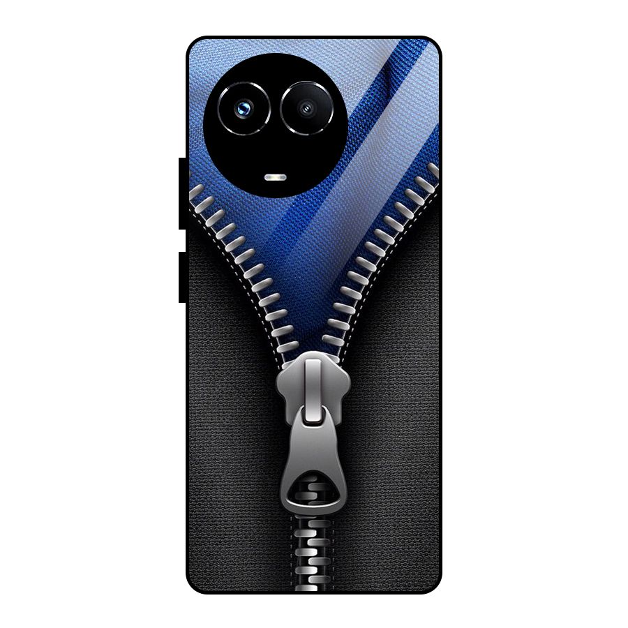 Blue Zipper Glass Back Case for Realme Narzo 60X