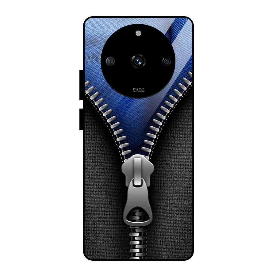 Blue Zipper Glass Back Case for Realme Narzo 60 5G