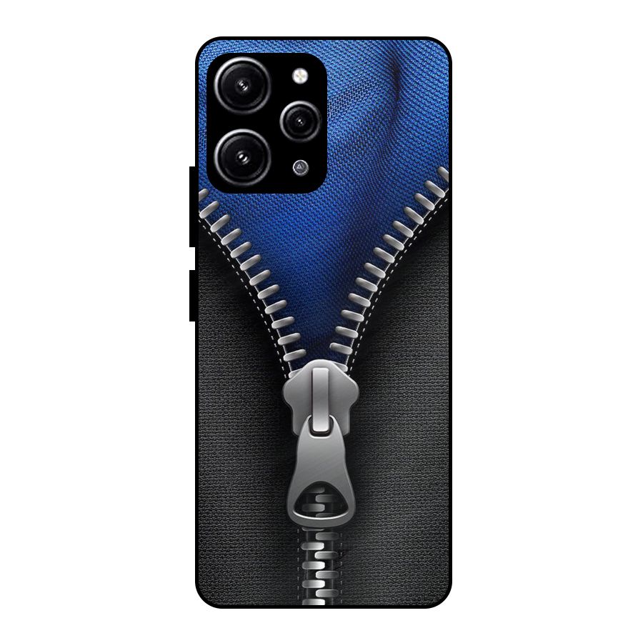 Blue Zipper Glass Back Case for Redmi 12 4G
