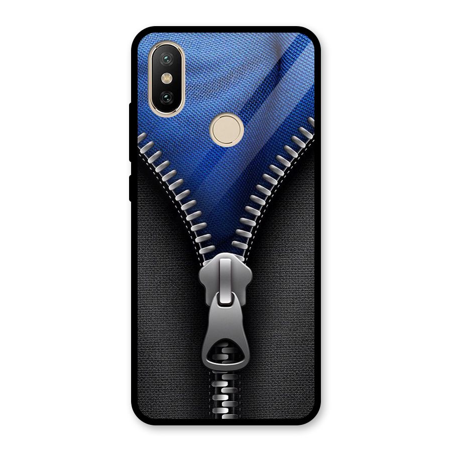 Blue Zipper Glass Back Case for Redmi A2