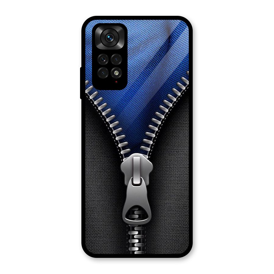 Blue Zipper Glass Back Case for Redmi Note 11S