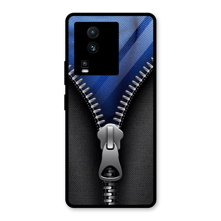 Blue Zipper Glass Back Case for Vivo iQOO Neo 7 Pro