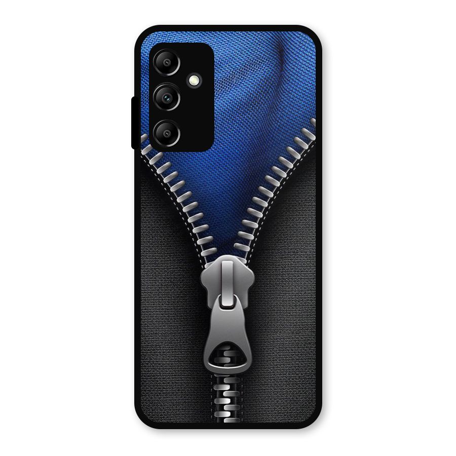 Blue Zipper Metal Back Case for Galaxy A14 5G