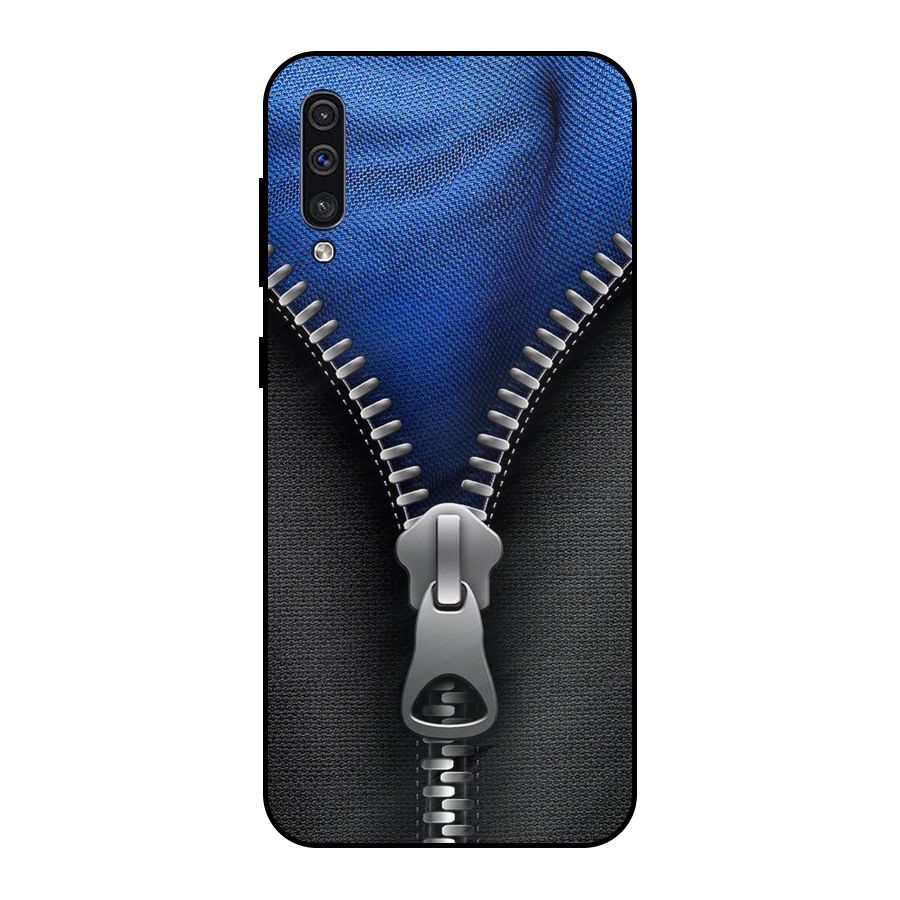 Blue Zipper Metal Back Case for Galaxy A30s
