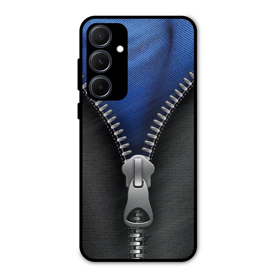 Blue Zipper Metal Back Case for Galaxy A35