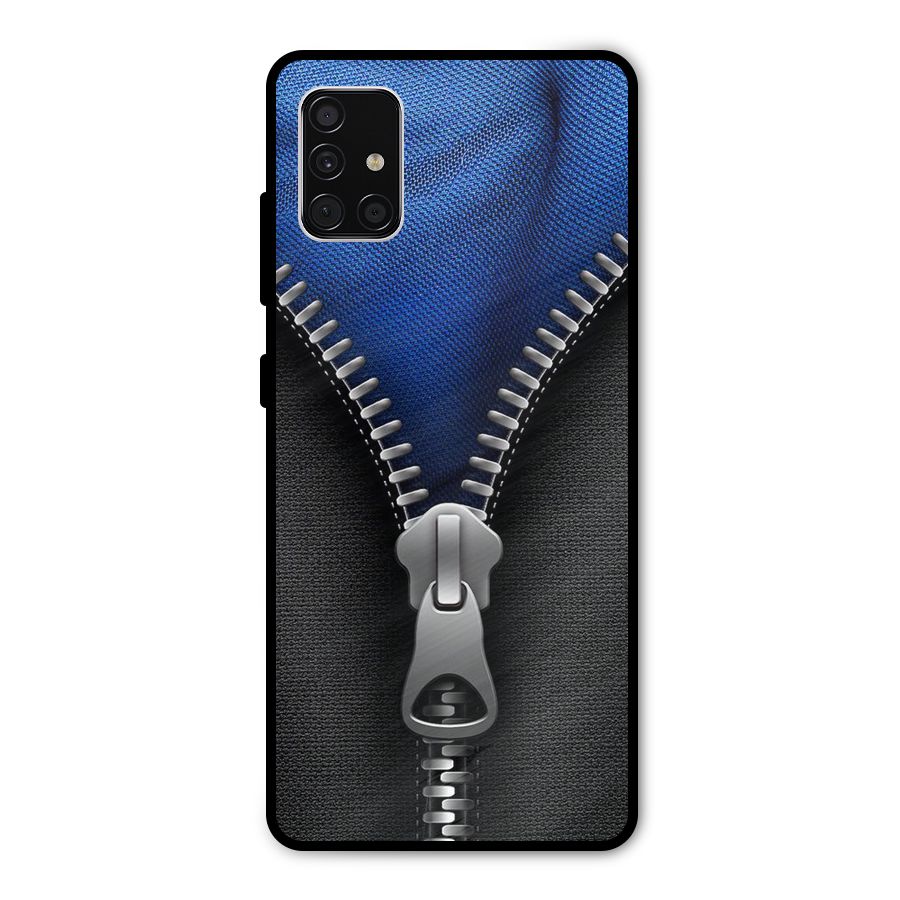 Blue Zipper Metal Back Case for Galaxy A51