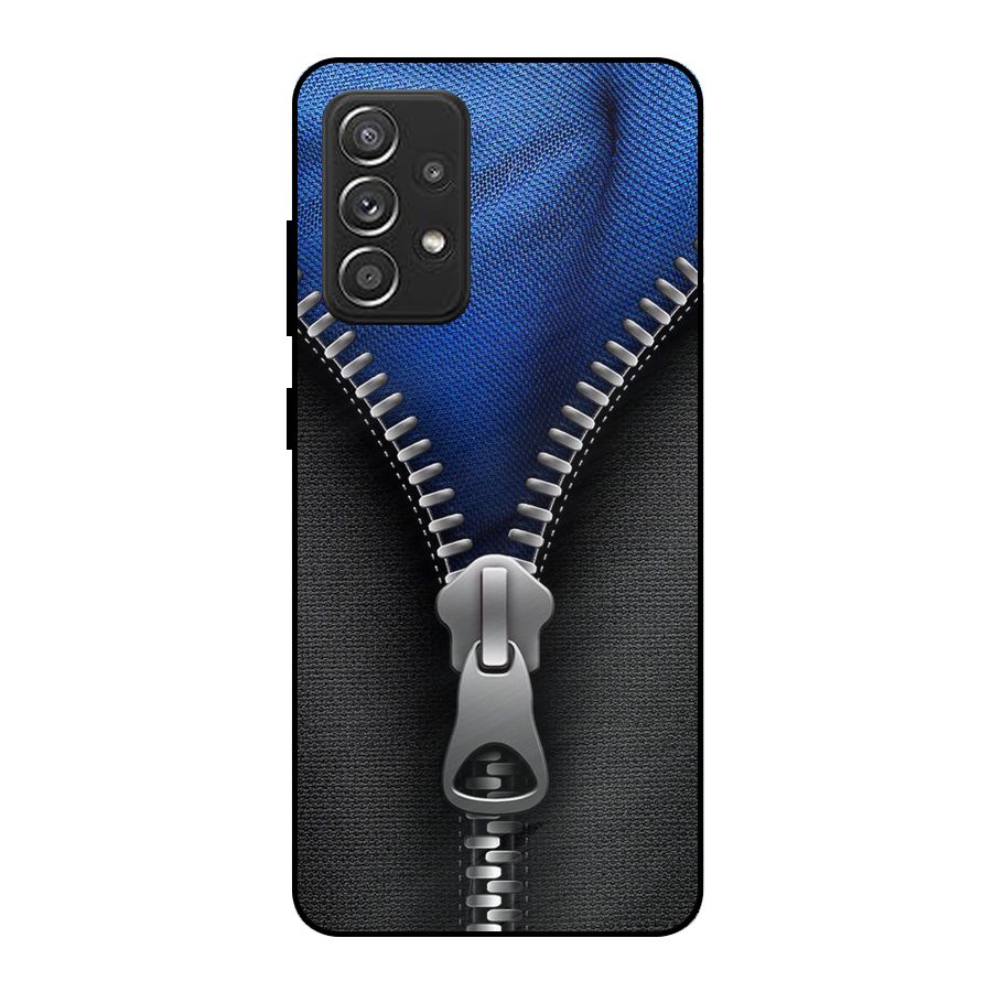 Blue Zipper Metal Back Case for Galaxy A52s 5G