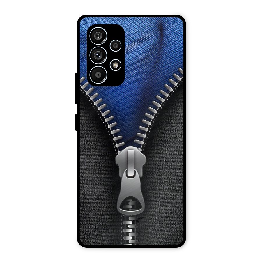 Blue Zipper Metal Back Case for Galaxy A53 5G