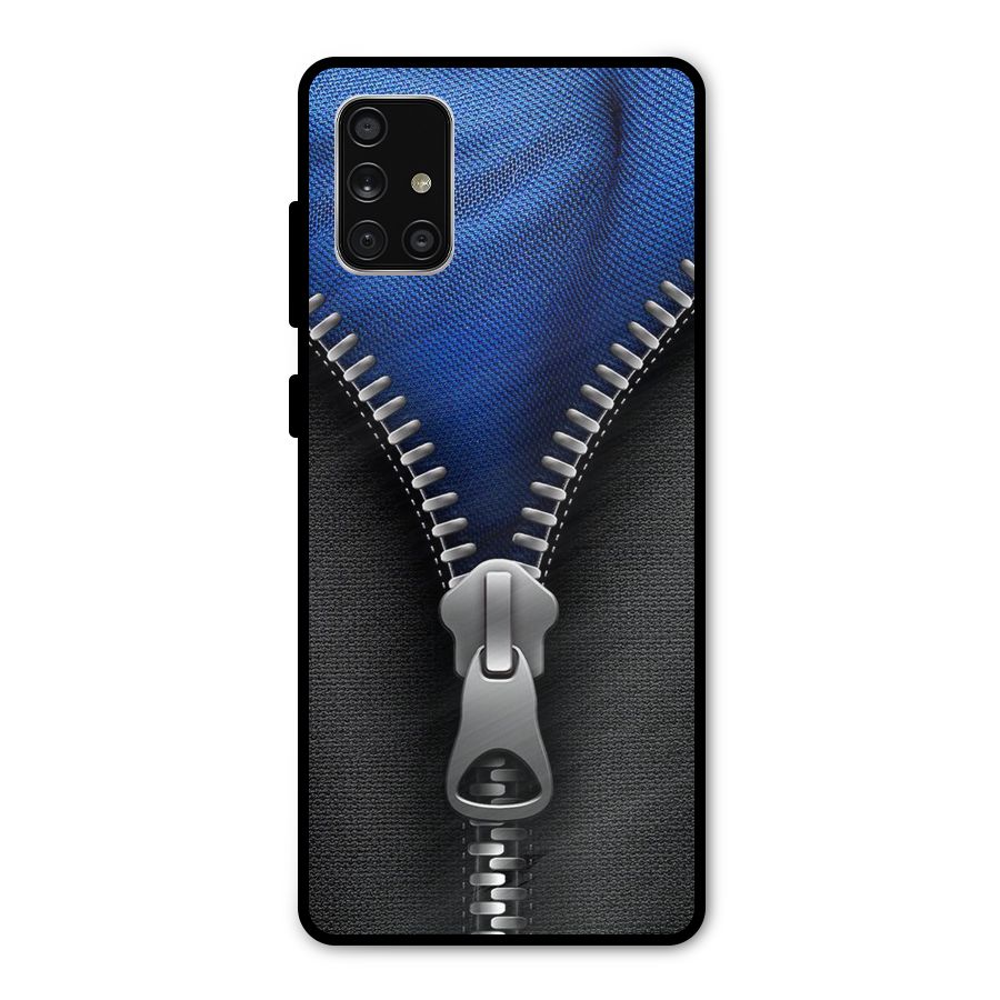 Blue Zipper Metal Back Case for Galaxy A71