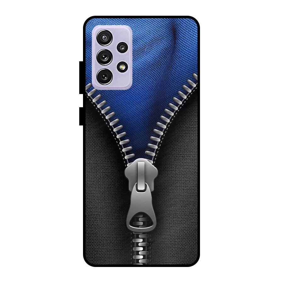 Blue Zipper Metal Back Case for Galaxy A72