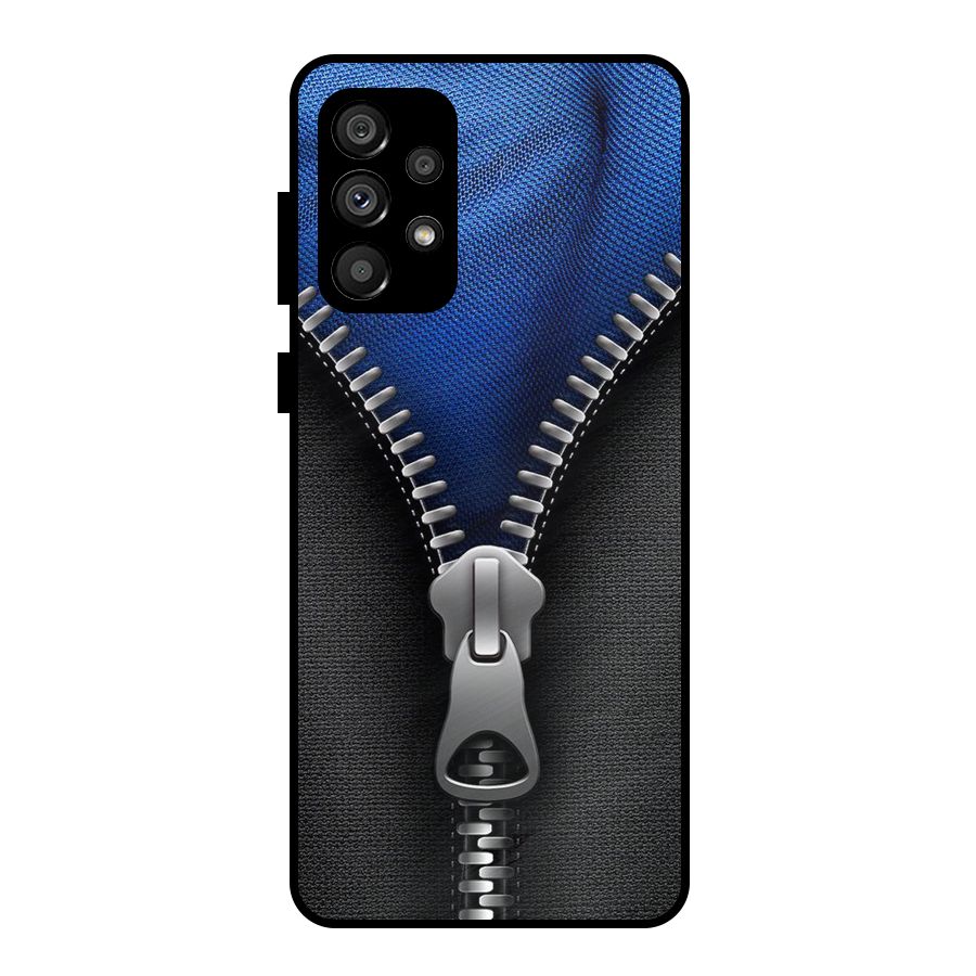 Blue Zipper Metal Back Case for Galaxy A73 5G