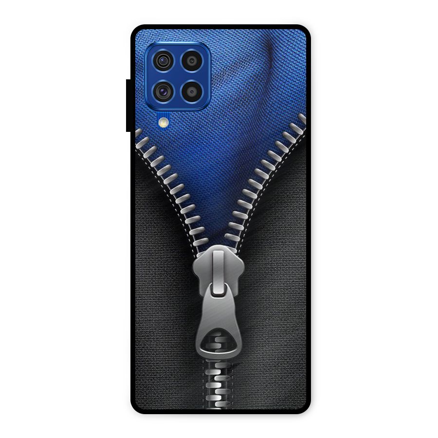 Blue Zipper Metal Back Case for Galaxy F62