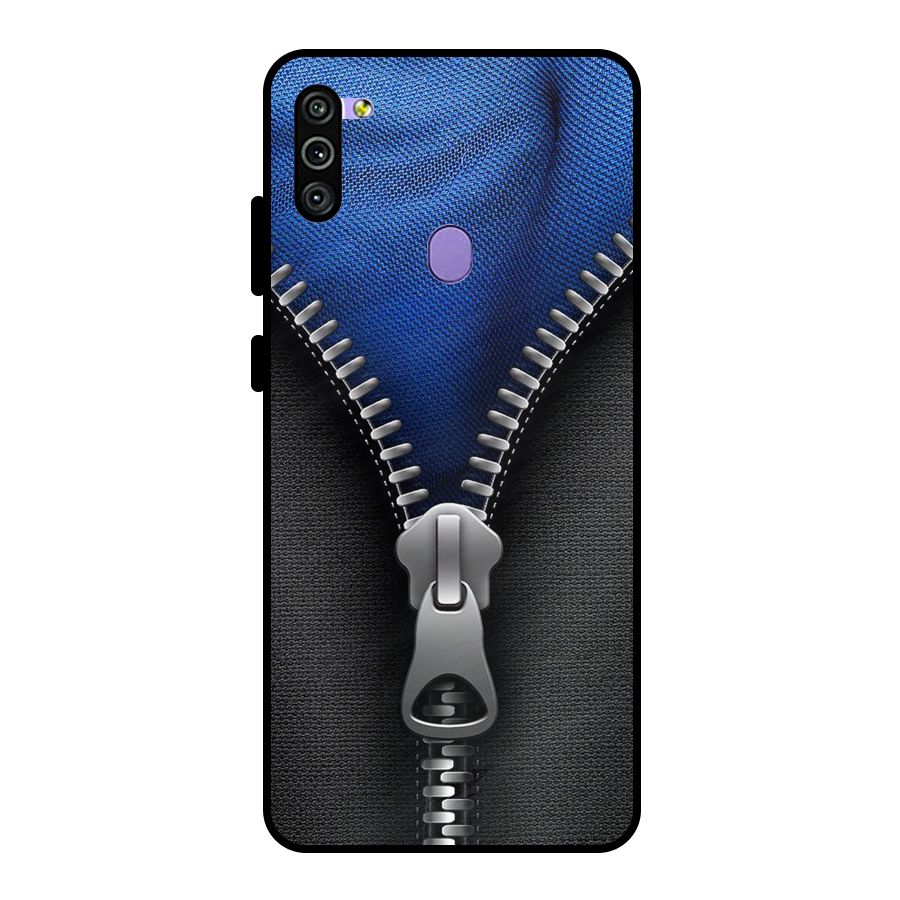 Blue Zipper Metal Back Case for Galaxy M11