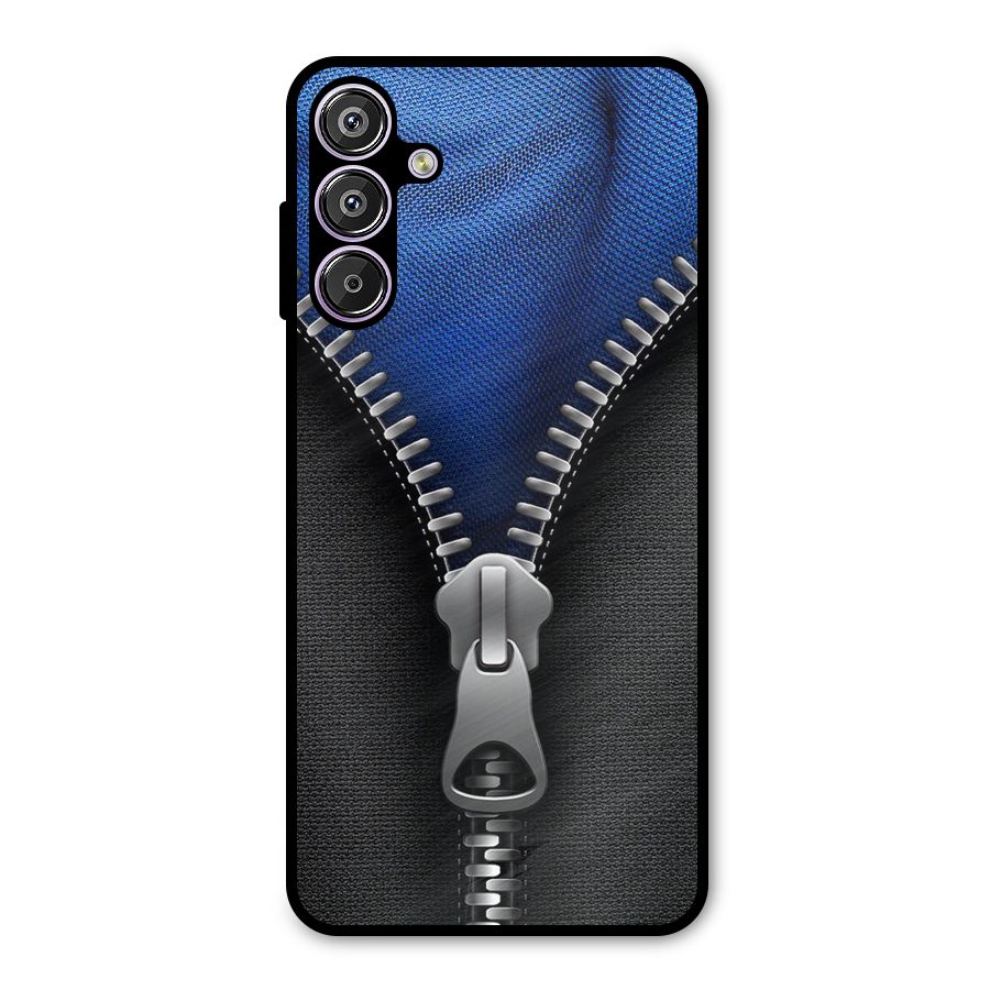 Blue Zipper Metal Back Case for Galaxy M15