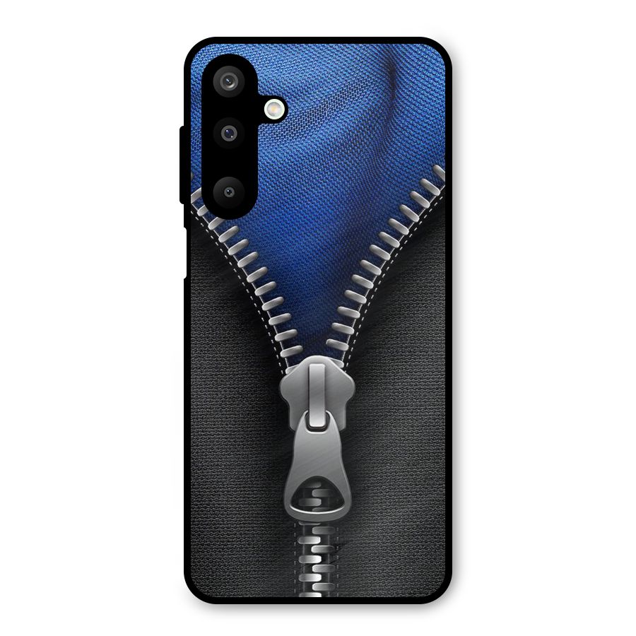 Blue Zipper Metal Back Case for Galaxy M16