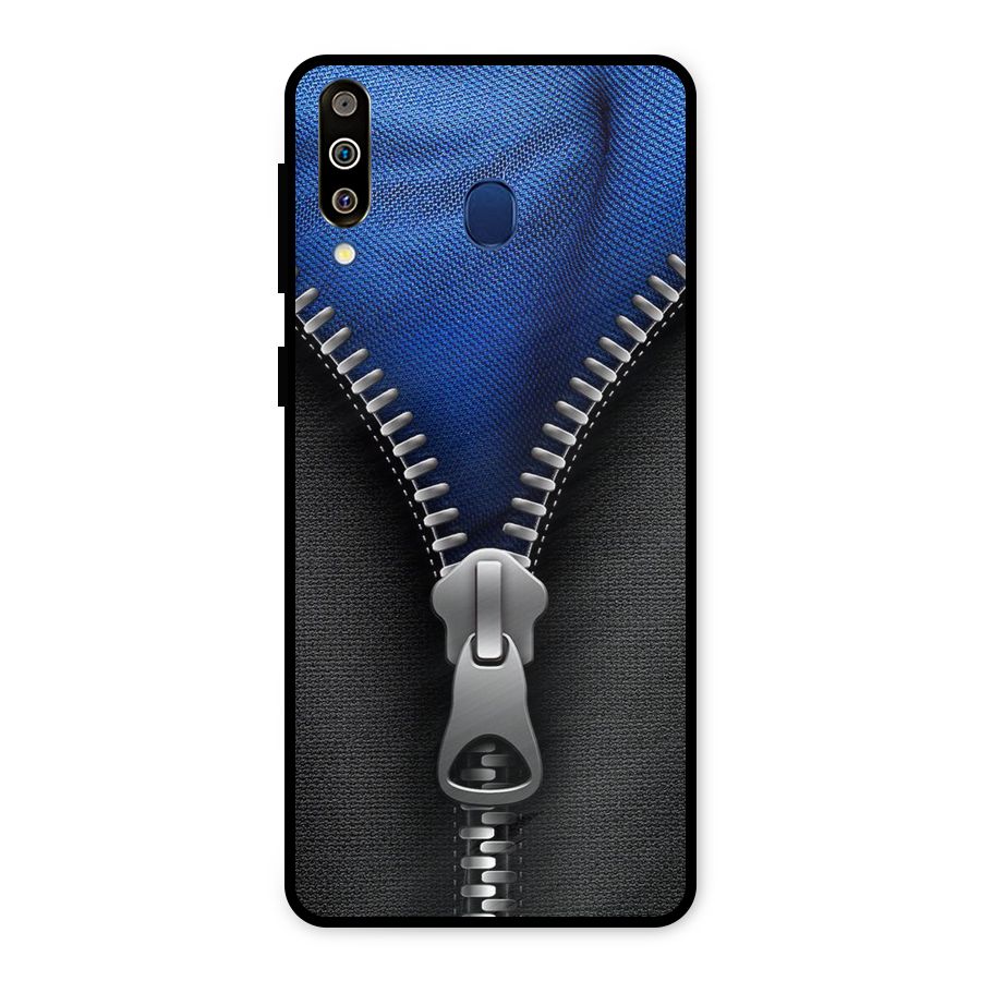 Blue Zipper Metal Back Case for Galaxy M30