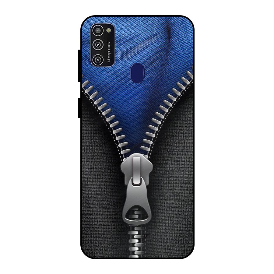 Blue Zipper Metal Back Case for Galaxy M30s