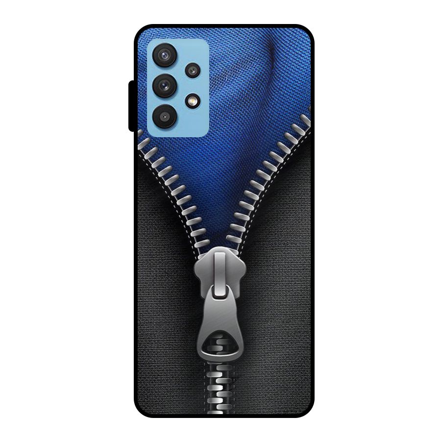 Blue Zipper Metal Back Case for Galaxy M32 5G