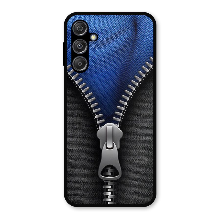 Blue Zipper Metal Back Case for Galaxy M34 5G