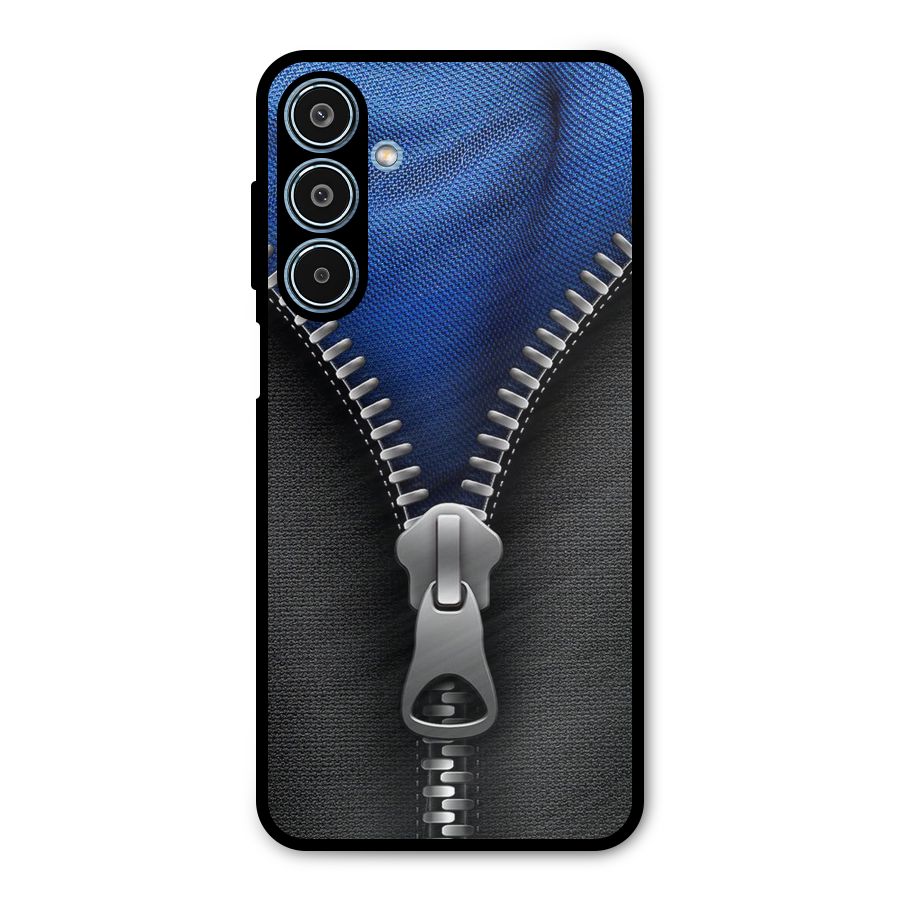 Blue Zipper Metal Back Case for Galaxy M35