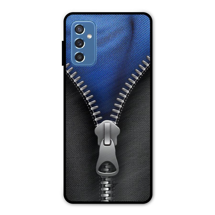 Blue Zipper Metal Back Case for Galaxy M52 5G