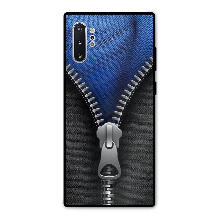 Blue Zipper Metal Back Case for Galaxy Note 10 Plus