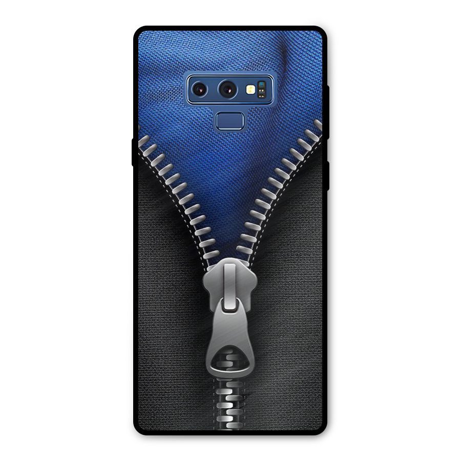Blue Zipper Metal Back Case for Galaxy Note 9