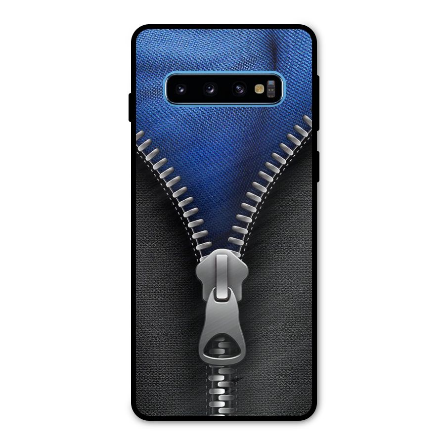 Blue Zipper Metal Back Case for Galaxy S10