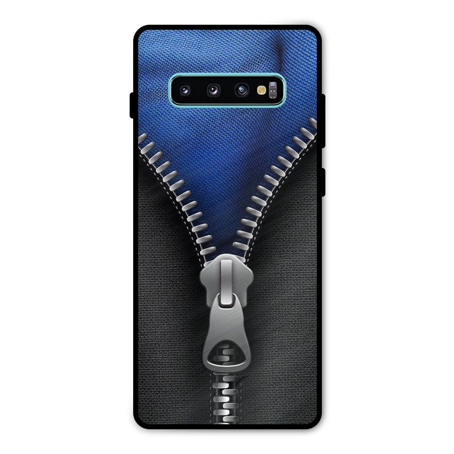 Blue Zipper Metal Back Case for Galaxy S10 Plus