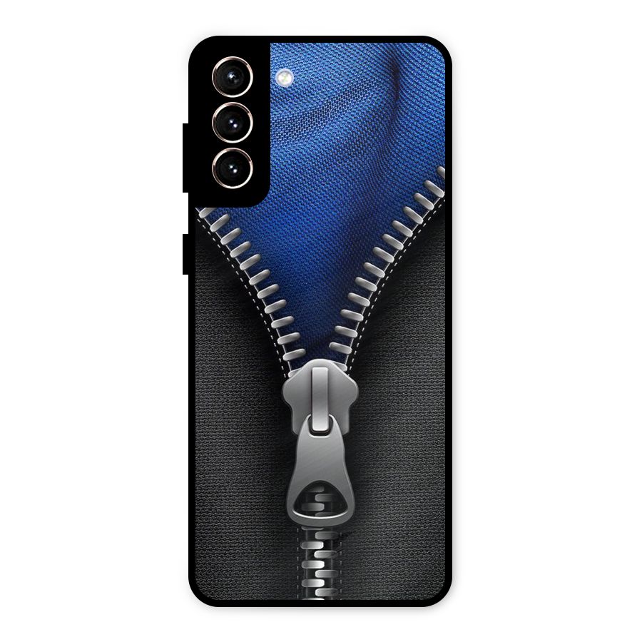 Blue Zipper Metal Back Case for Galaxy S21 Plus