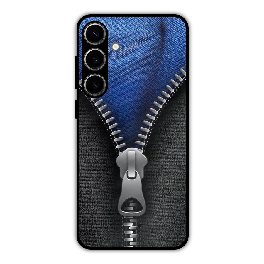 Blue Zipper Metal Back Case for Galaxy S24 Plus