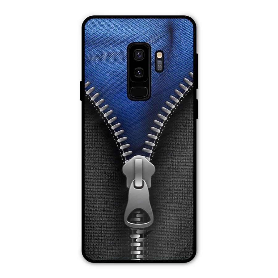 Blue Zipper Metal Back Case for Galaxy S9 Plus