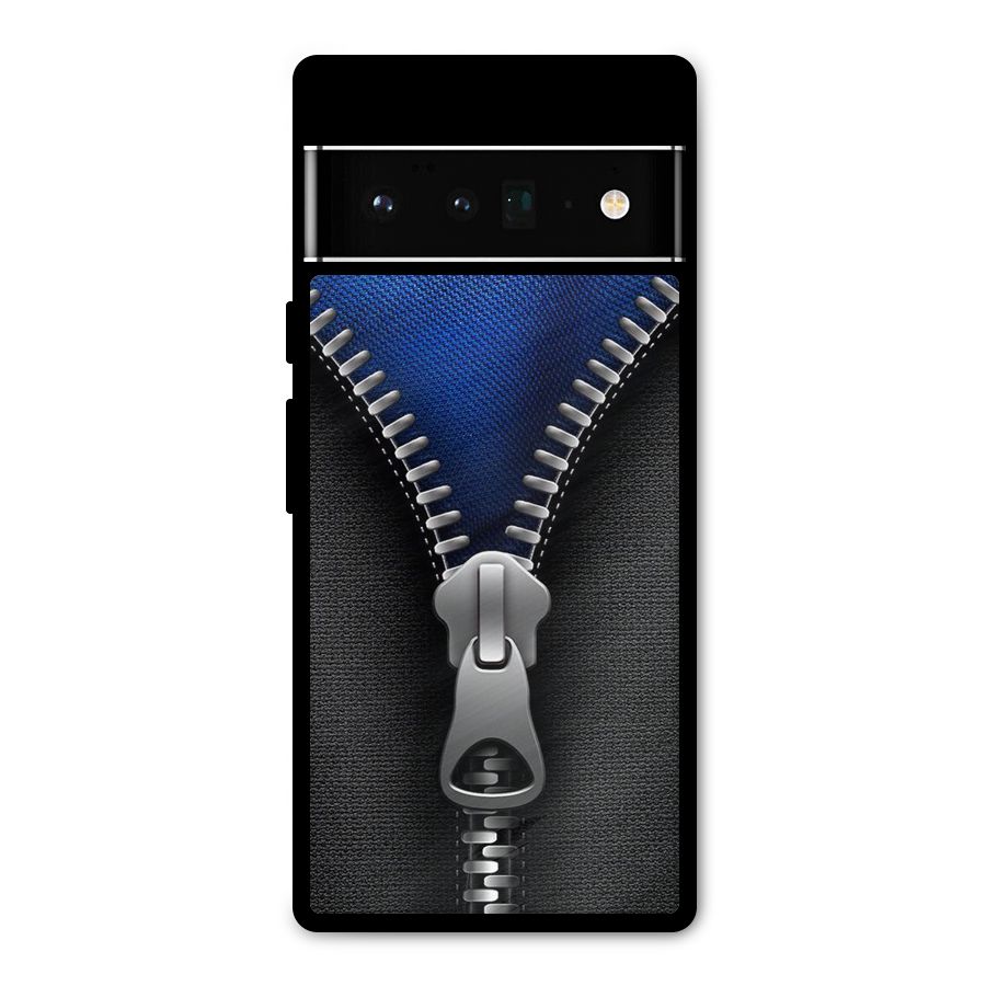 Blue Zipper Metal Back Case for Google Pixel 6 Pro