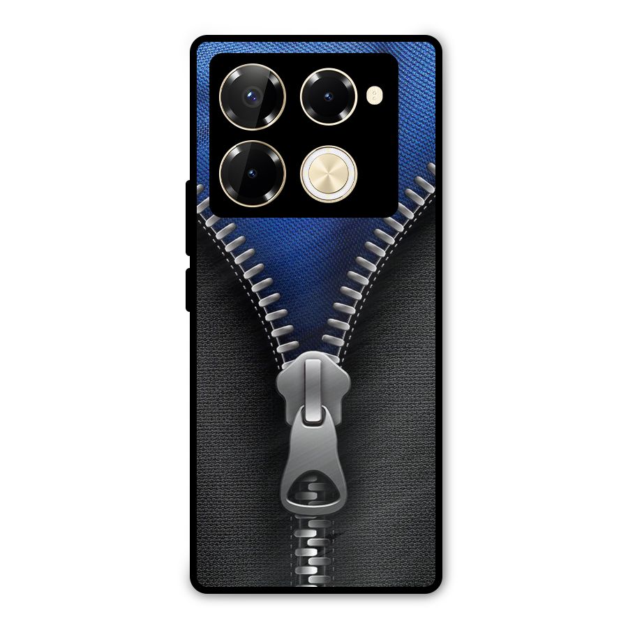 Blue Zipper Metal Back Case for Infinix Note 40 Pro