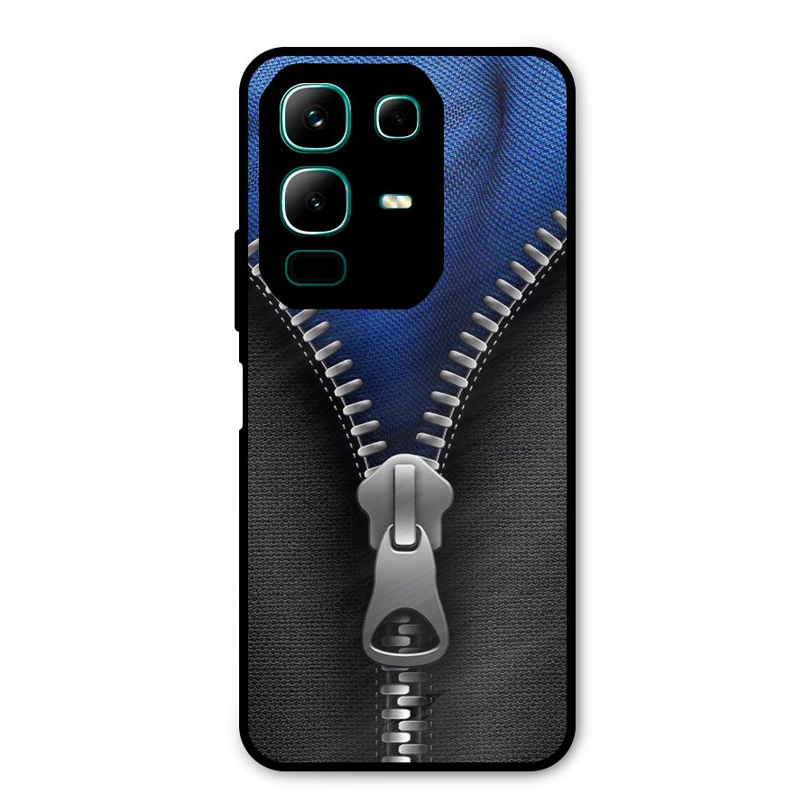 Blue Zipper Metal Back Case for Infinix Note 50x