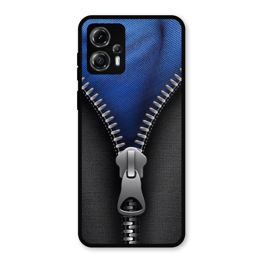 Blue Zipper Metal Back Case for Moto G13