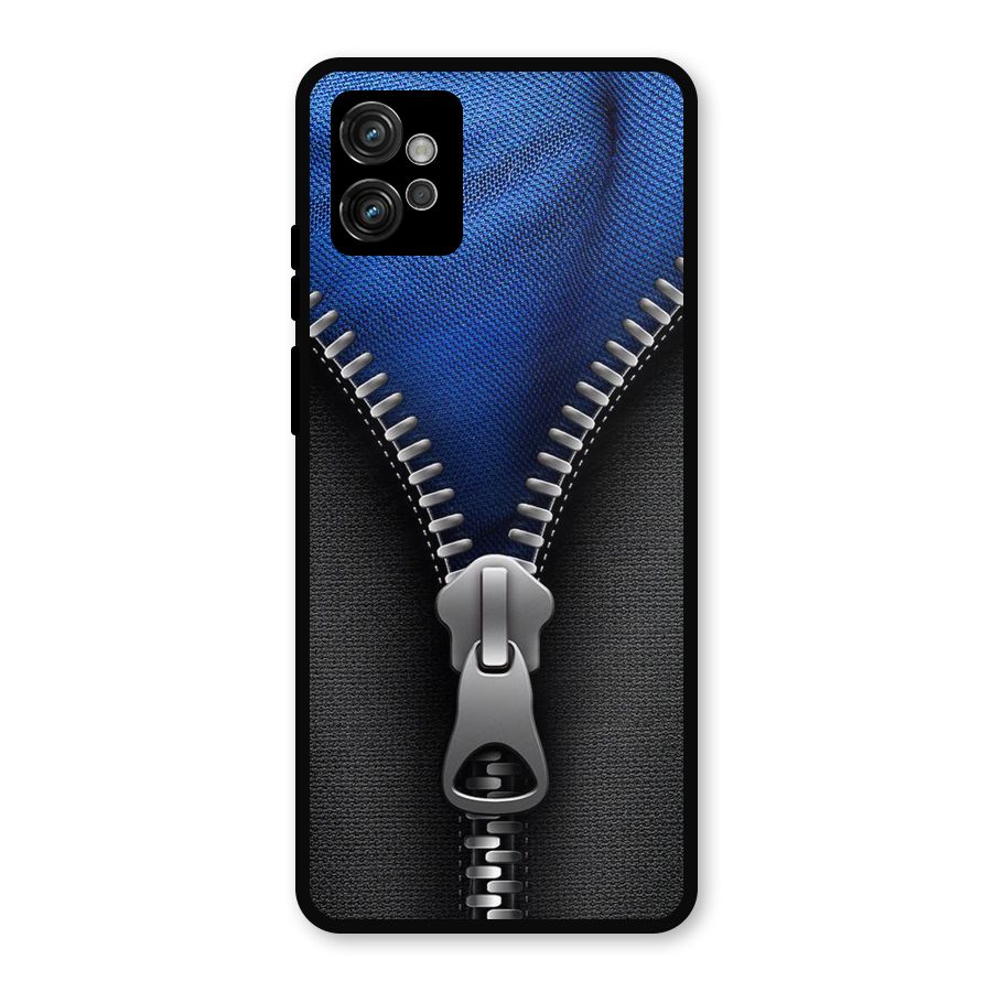Blue Zipper Metal Back Case for Moto G32