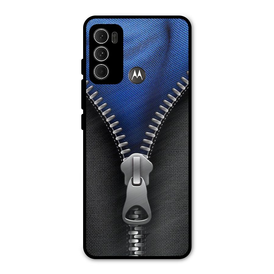 Blue Zipper Metal Back Case for Moto G60