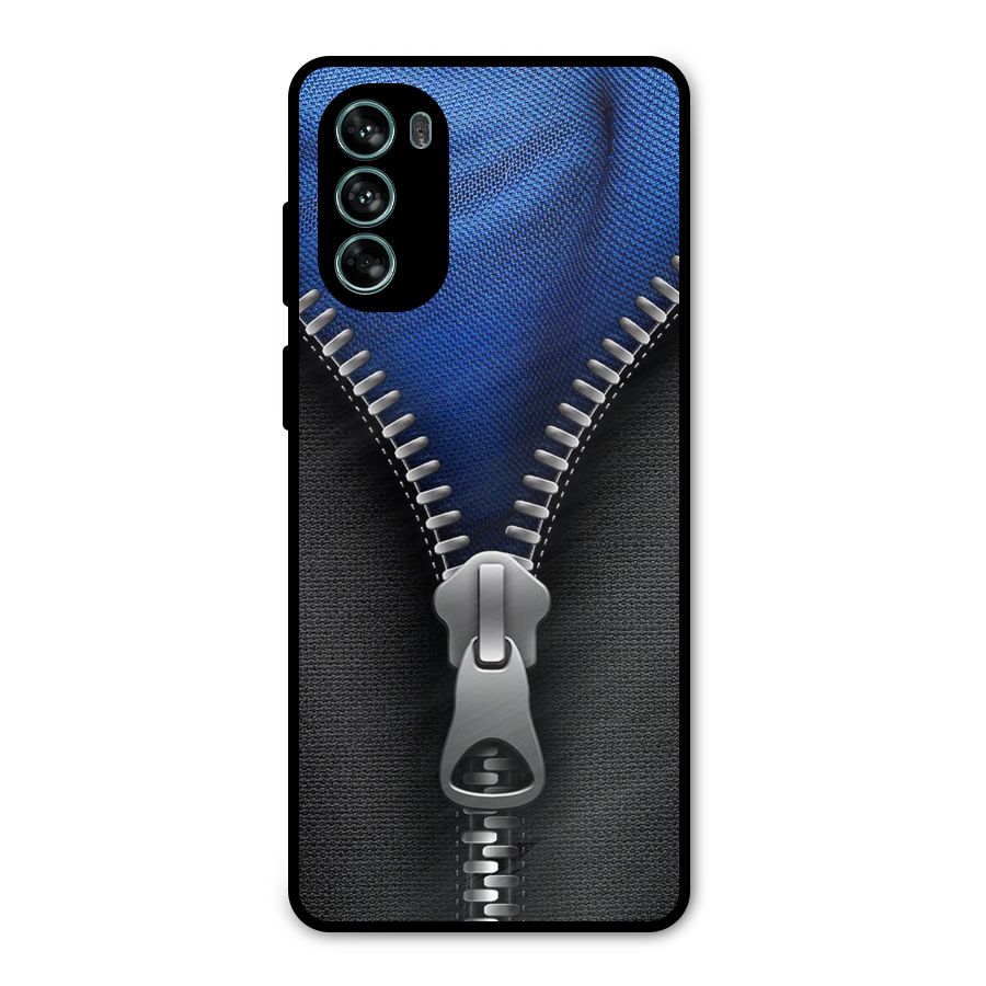 Blue Zipper Metal Back Case for Moto G62