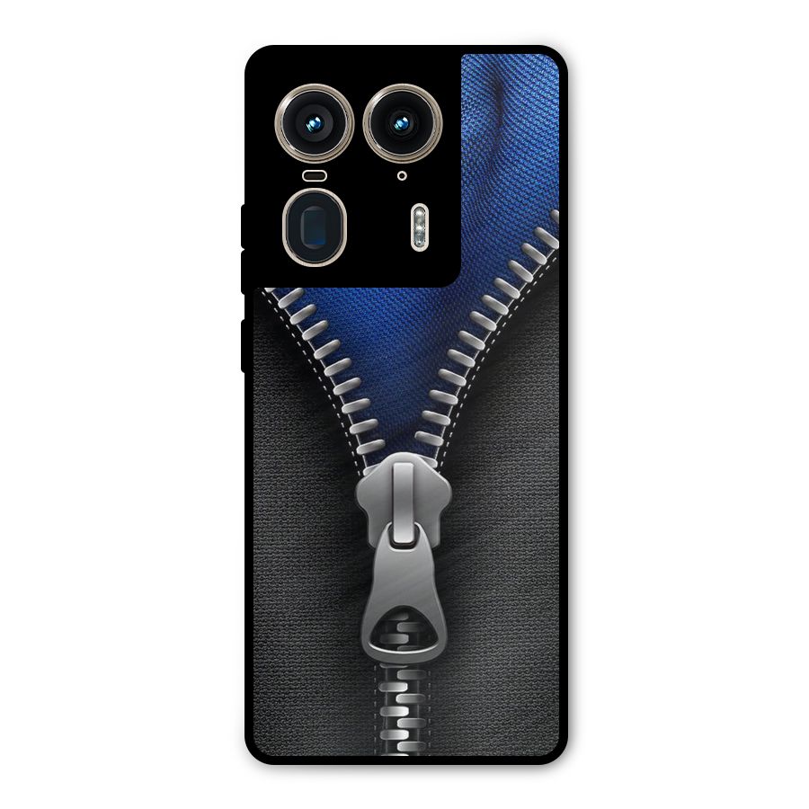 Blue Zipper Metal Back Case for Motorola Edge 50 Ultra