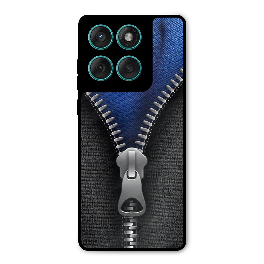Blue Zipper Metal Back Case for Motorola Edge 60