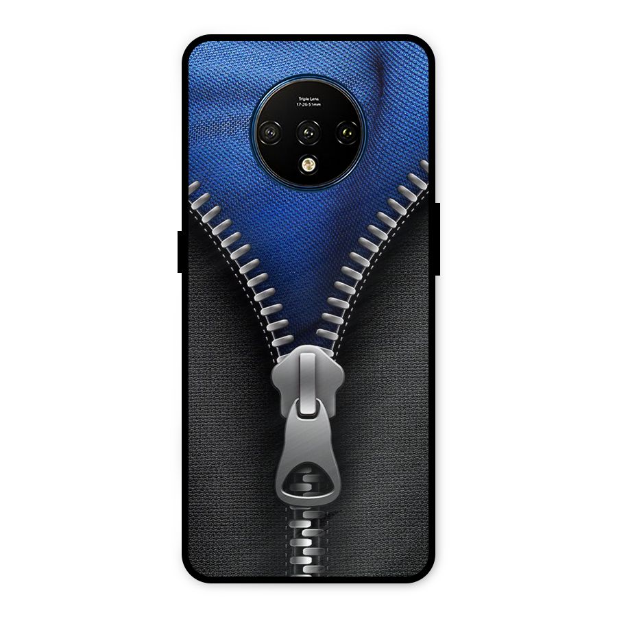 Blue Zipper Metal Back Case for OnePlus 7T