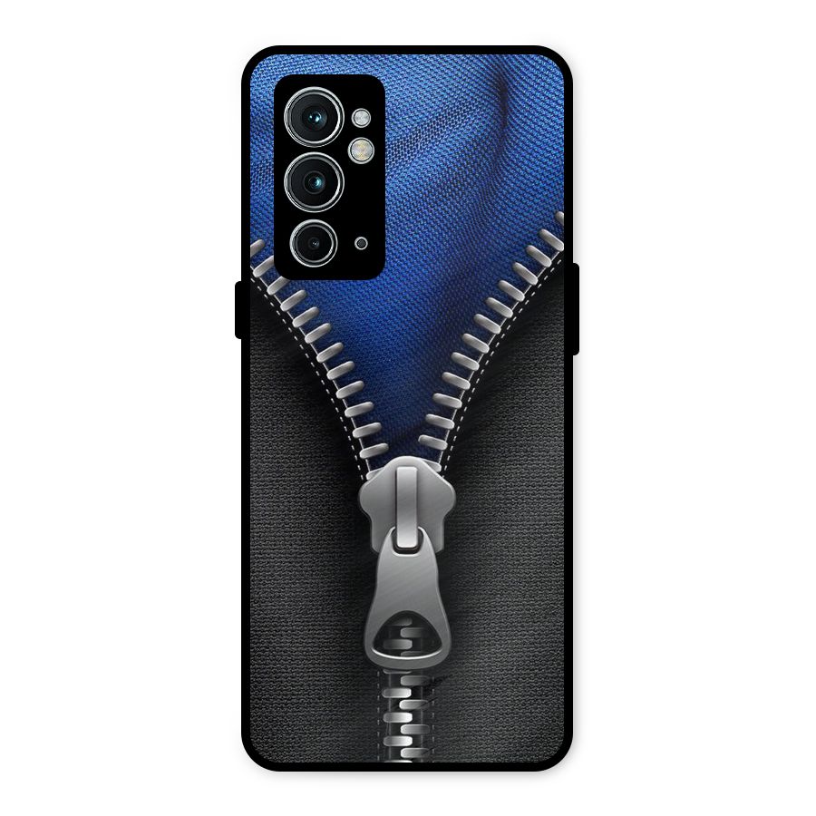Blue Zipper Metal Back Case for OnePlus 9RT 5G