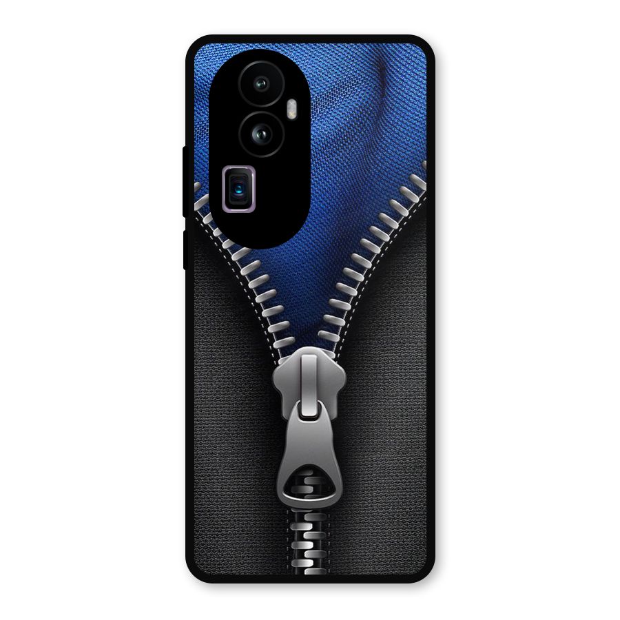 Blue Zipper Metal Back Case for Oppo Reno10 Pro Plus