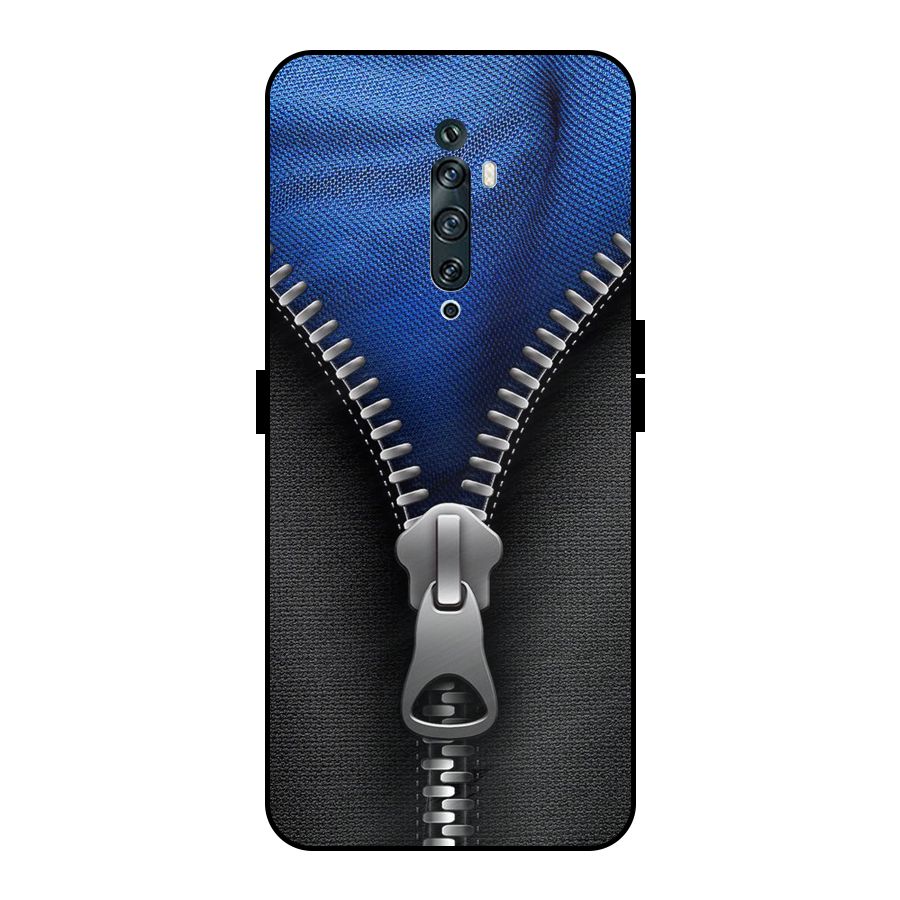 Blue Zipper Metal Back Case for Oppo Reno2 F